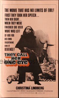 3a1140 THEY CALL HER ONE EYE pressbook '74 wild cult classic, Christina Lindberg in the title role!