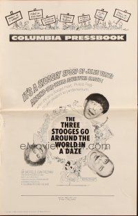 3a1146 THREE STOOGES GO AROUND THE WORLD IN A DAZE pressbook '63 wacky Moe, Larry & Curly-Joe!