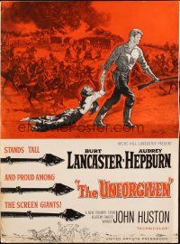 3a1172 UNFORGIVEN pressbook '60 Burt Lancaster, Audrey Hepburn, directed by John Huston!