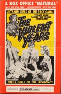 3a1175 VIOLENT YEARS pressbook '56 Ed Wood, untamed girls of the pack gang taking thrills unashamed