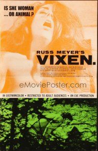 3a1178 VIXEN pressbook '68 classic Russ Meyer, sexy naked Erica Gavin, is she woman or animal?