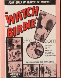 3a1183 WATCH THE BIRDIE pressbook '65 Linda Baxter, Barbara Wood, sexy girls in search of thrills!