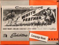 3a1189 WHITE FEATHER pressbook '55 art of Robert Wagner & Native American Debra Paget!