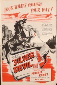 3a1197 WILD HORSE pressbook R45 Silver Devil, P. B. Kyne, cool stallion art, Hoot Gibon not billed!