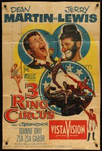3b006 3 RING CIRCUS 1sh '54 Dean Martin & clown Jerry Lewis, Joanne Dru, Zsa Zsa Gabor