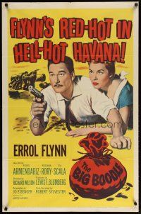 3b069 BIG BOODLE 1sh '57 Errol Flynn red-hot in Havana Cuba with sexy Rossana Rory!