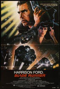 3b091 BLADE RUNNER 1sh '82 Ridley Scott sci-fi classic, art of Harrison Ford by Alvin!
