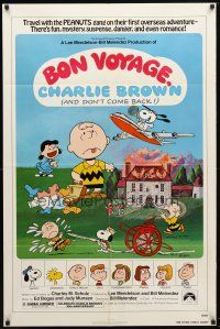 3b108 BON VOYAGE CHARLIE BROWN 1sh '80 Peanuts, Charles M. Schulz art, Snoopy!