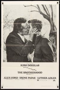 3b125 BROTHERHOOD 1sh '68 Kirk Douglas gives the kiss of death to Alex Cord!