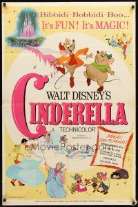 3b157 CINDERELLA 1sh R73 Walt Disney classic romantic musical fantasy cartoon!