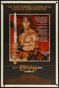 3b174 CONAN THE DESTROYER 1sh '84 Arnold Schwarzenegger is the most powerful legend of all!