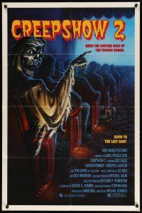 3b183 CREEPSHOW 2 1sh '87 Tom Savini, great Winters artwork of skeleton guy in theater!