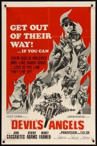 3b216 DEVIL'S ANGELS 1sh '67 Corman, Cassavetes, their god is violence, lust the law they live by!