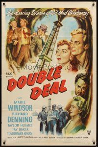 3b231 DOUBLE DEAL style A 1sh '51 Marie Windsor, Richard Denning, cool spewing oil rig artwork!