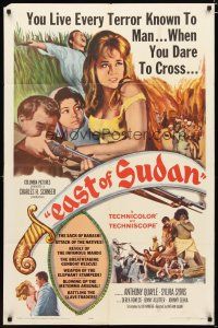 3b244 EAST OF SUDAN 1sh '64 Anthony Quayle, sexy Sylvia Syms, first Jenny Agutter!