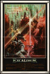 3b260 EXCALIBUR 1sh '81 John Boorman, cool medieval fantasy sword artwork by Bob Peak!