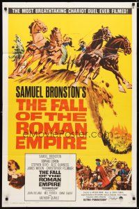 3b269 FALL OF THE ROMAN EMPIRE 1sh '64 Anthony Mann, Sophia Loren, cool chariot race artwork!