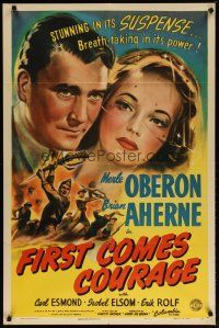 3b289 FIRST COMES COURAGE style A 1sh '43 Merle Oberon, Brian Aherne, directed by Dorothy Arzner!