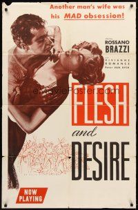 3b296 FLESH & DESIRE 1sh '58 La Chair et le diable, Rossano Brazzi, Viviane Romance!