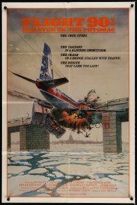 3b298 FLIGHT 90: DISASTER ON THE POTOMAC int'l 1sh '84 Gary Meyer art of plane crashing into bridge!