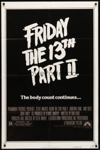 3b311 FRIDAY THE 13th PART II teaser 1sh R80s slasher horror sequel, body count continues!