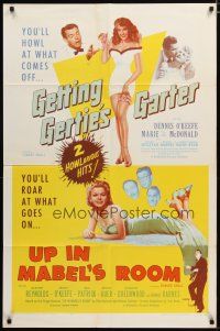 3b329 GETTING GERTIE'S GARTER/UP IN MABEL'S ROOM 1sh '56 O'Keefe, romantic comedy double-feature!