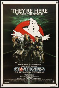 3b330 GHOSTBUSTERS int'l 1sh '84 Bill Murray, Aykroyd & Harold Ramis here to save the world!