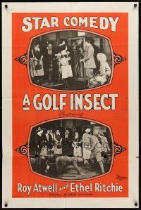 3b341 GOLF INSECT 1sh '22 silent comedy short, wacky image of man teeing off on other man's back!