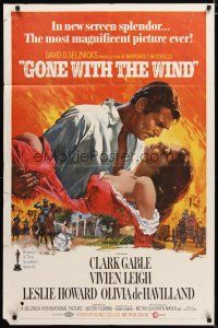 3b342 GONE WITH THE WIND 1sh R70 Clark Gable, Vivien Leigh, de Havilland, all-time classic!