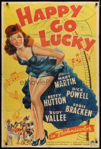 3b366 HAPPY GO LUCKY style A 1sh '43 sexy Mary Martin looks for rich husband in tropical Trinidad!