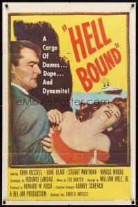 3b373 HELL BOUND 1sh '57 the raw story behind the international Hot-Cargo Runners!