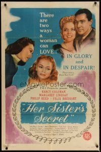3b379 HER SISTER'S SECRET 1sh '46 Edgar Ulmer, sisters Nancy Coleman & Margaret Lindsay!