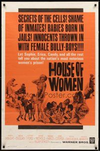 3b398 HOUSE OF WOMEN 1sh '62 Walter Doniger, women's prison, wild female convicts!