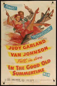 3b419 IN THE GOOD OLD SUMMERTIME 1sh '49 wonderful artwork of Judy Garland & Van Johnson swinging!