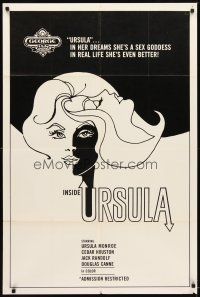 3b425 INSIDE URSULA 1sh '70s she's sex goddess in dreams & even better in real life, cool art!