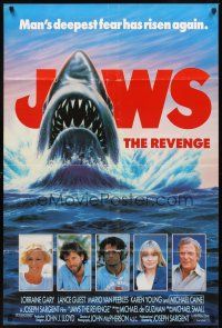 3b439 JAWS: THE REVENGE int'l 1sh '87 great artwork of shark, man's deepest fear has risen!