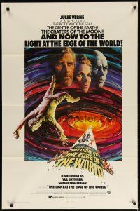3b474 LIGHT AT THE EDGE OF THE WORLD 1sh '71 Kirk Douglas, Jules Verne novel, cool Terpning art!