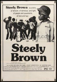 3b487 LONG NIGHT 1sh '76 Woodie King Jr., cool image of cast fighting, Steely Brown!