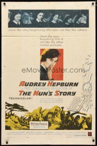 3b572 NUN'S STORY 1sh '59 religious missionary Audrey Hepburn was not like the others, Peter Finch