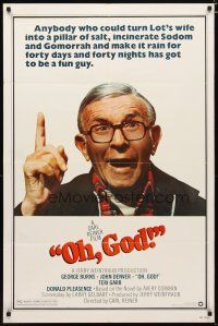 3b581 OH GOD 1sh '77 directed by Carl Reiner, great super close up of wacky George Burns!