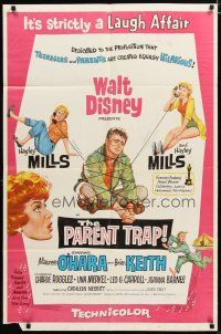 3b610 PARENT TRAP 1sh '61 Disney, Hayley Mills, Maureen O'Hara, Brian Keith