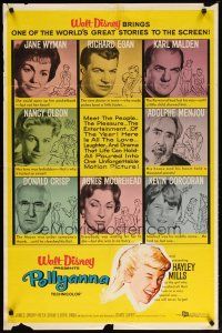 3b635 POLLYANNA 1sh '60 art of winking Hayley Mills, Jane Wyman, Walt Disney!
