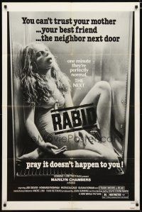 3b668 RABID 1sh '77 gruesome image of girl dead in refrigerator, David Cronenberg directed!