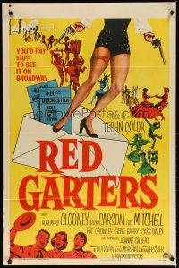 3b675 RED GARTERS 1sh '54 Rosemary Clooney, Jack Carson, western musical, sexy legs!