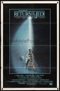 3b683 RETURN OF THE JEDI int'l 1sh '83 George Lucas classic, art of hands holding lightsaber!