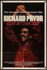 3b688 RICHARD PRYOR: LIVE IN CONCERT 1sh '79 uncensored, cool image of comedian on stage!