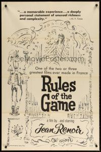 3b698 RULES OF THE GAME 1sh R60s Jean Renoir's classic Le regle du jeu, Nora Gregor, Dubost
