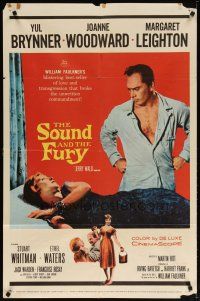 3b778 SOUND & THE FURY 1sh '59 Martin Ritt, Yul Brynner with hair glares at Joanne Woodward!