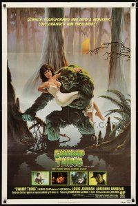 3b818 SWAMP THING 1sh '82 Wes Craven, Richard Hescox art of him holding sexy Adrienne Barbeau!