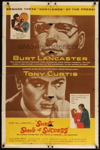3b824 SWEET SMELL OF SUCCESS 1sh '57 Lancaster as J.J. Hunsecker, Tony Curtis as Sidney Falco!